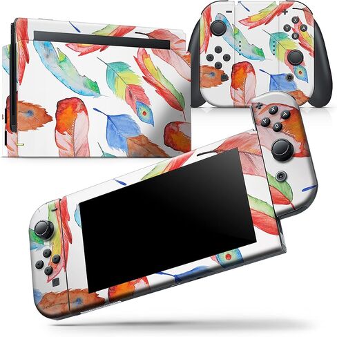 Design Skinz - متوافق مع وحدة تحكم Nintendo Switch Pro - غطاء حماية من الفينيل مقاوم للخدش وقابل للإزالة - ريش مصقول ملون نابض بالحياة in Saudi Arabia