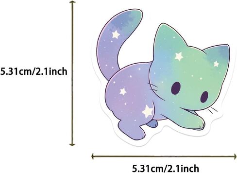 50 Pcs Cartoon Rainbow Starry Sky Cat Stickers Decals Holographic Sparkly Cute Animal Sticker for Water Bottles, Laptops, Skateboards, Vinyl Waterproof, Cool Pet Sticker, Cat Birthday Party Supplies in Saudi Arabia