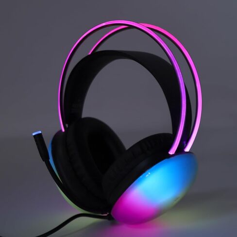 Eujgoov Over Ear Gaming Headset RGB Rainbow Lighting Wired Headphones for PC Computer Laptop for Home Office Online (Black) in Saudi Arabia