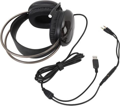 Eujgoov Over Ear Gaming Headset RGB Rainbow Lighting Wired Headphones for PC Computer Laptop for Home Office Online (Black) in Saudi Arabia