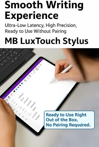 MB LuxTouch Stylus Pen 2nd Generation for 2025 iPad Pro, Magnetic Pencil with Palm Rejection, Tilt Sensitivity, High Precision Rechargeable Pen for Drawing, Writing, Note-Taking in Saudi Arabia