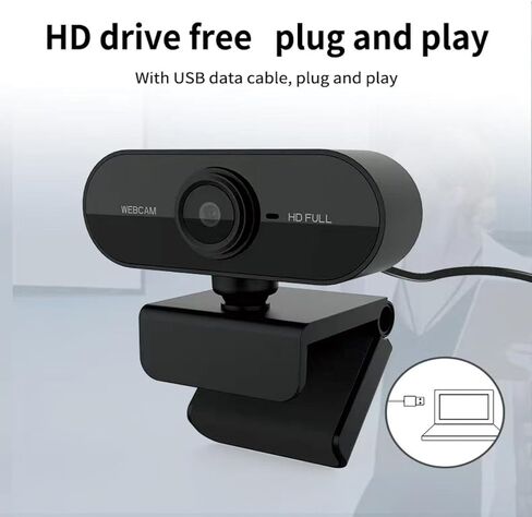 Shcngqio 1080P HD Webcam with Microphone, Noise Cancellation, Privacy Cover, Wide-Angle Lens, Auto Light Correction, Plug & Play USB Webcam for Laptop, Desktop, PC, Mac, Zoom, Skype, Streaming (Black) in Saudi Arabia