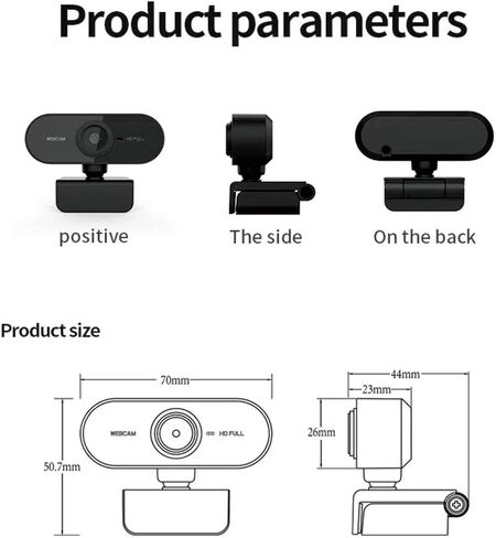 Shcngqio 1080P HD Webcam with Microphone, Noise Cancellation, Privacy Cover, Wide-Angle Lens, Auto Light Correction, Plug & Play USB Webcam for Laptop, Desktop, PC, Mac, Zoom, Skype, Streaming (Black) in Saudi Arabia