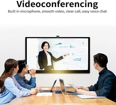Shcngqio 1080P HD Webcam with Microphone, Noise Cancellation, Privacy Cover, Wide-Angle Lens, Auto Light Correction, Plug & Play USB Webcam for Laptop, Desktop, PC, Mac, Zoom, Skype, Streaming (Black) in Saudi Arabia
