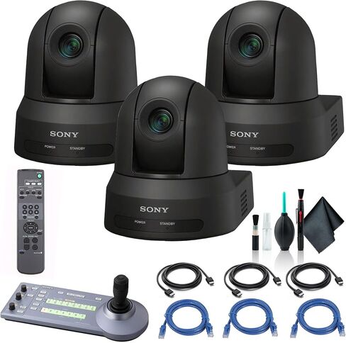 سوني 3 × SRG-X40UH 4K/HDMI/USB كاميرا تكبير بصري 40x PTZ مع PoE+ أسود SRG-X40UH/B، وحدة تحكم عن بعد RM-IP10 IP، 3 × كابل إيثرنت Cat5e، مجموعة تنظيف، 3 × كابل HDMI - حزمة in Kuwait