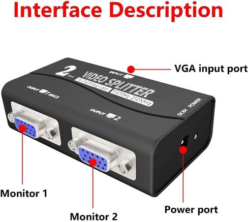 جهاز نسخ VGA عالي الدقة من 1 إلى 2VGA لأجهزة العرض وشاشات LCD مع ميزات إدارة الطاقة in Kuwait