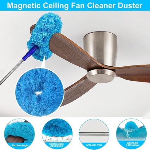 Microfiber Feather Duster 5-in-1 Kit, Dusters for Cleaning, Duster with Extension Pole 100 Inches, Cobweb Duster, Microfiber Dusters for High Ceilings and Fans, Blinds, Cars and Furniture in Kuwait