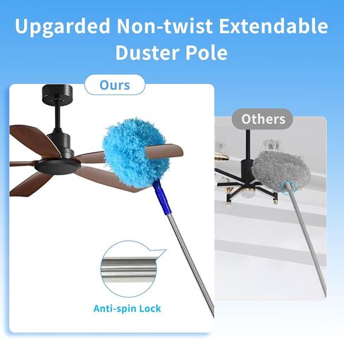 Microfiber Feather Duster 5-in-1 Kit, Dusters for Cleaning, Duster with Extension Pole 100 Inches, Cobweb Duster, Microfiber Dusters for High Ceilings and Fans, Blinds, Cars and Furniture in Kuwait