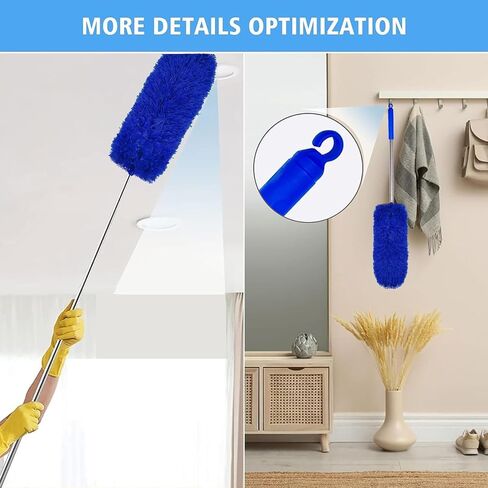 Microfiber Feather Duster 5-in-1 Kit, Dusters for Cleaning, Duster with Extension Pole 100 Inches, Cobweb Duster, Microfiber Dusters for High Ceilings and Fans, Blinds, Cars and Furniture in Kuwait