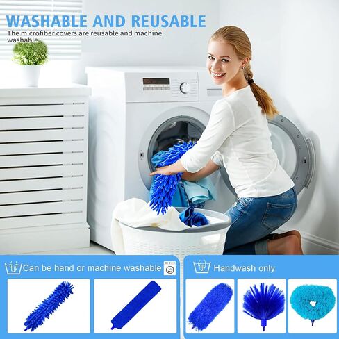 Microfiber Feather Duster 5-in-1 Kit, Dusters for Cleaning, Duster with Extension Pole 100 Inches, Cobweb Duster, Microfiber Dusters for High Ceilings and Fans, Blinds, Cars and Furniture in Kuwait