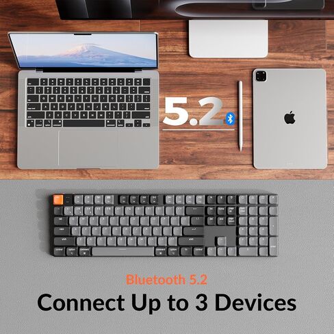 Keychron K5 Version 2 Wireless Bluetooth 5.2 Mechanical Keyboard, Low Profile Milk POM Switch 100% Full-Size Layout QMK Programmable, White Backlight with Shine-Through Keycaps for Mac Windows Linux in Saudi Arabia
