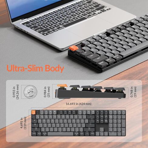 Keychron K5 Version 2 Wireless Bluetooth 5.2 Mechanical Keyboard, Low Profile Milk POM Switch 100% Full-Size Layout QMK Programmable, White Backlight with Shine-Through Keycaps for Mac Windows Linux in Saudi Arabia