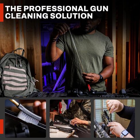 مجموعة تنظيف الأسلحة ShieldPro Elite - مجموعة أدوات تنظيف الأسلحة والأسلحة النارية التكتيكية لـ 223 9MM 38 40 45 12GA مسدس، بندقية، صيانة بندقية بندقية لإنفاذ القانون والاستخدام التكتيكي والمدى in Saudi Arabia