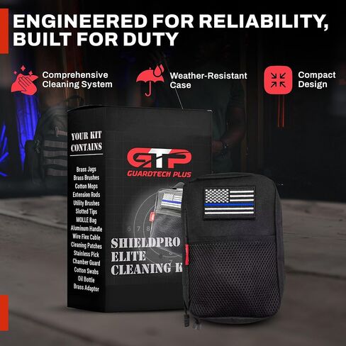 مجموعة تنظيف الأسلحة ShieldPro Elite - مجموعة أدوات تنظيف الأسلحة والأسلحة النارية التكتيكية لـ 223 9MM 38 40 45 12GA مسدس، بندقية، صيانة بندقية بندقية لإنفاذ القانون والاستخدام التكتيكي والمدى in Saudi Arabia