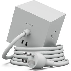 قطاع طاقة Avolt Square 1 مع شحن سريع USB-C وسلك تمديد بطول 5.9 قدم | تصميم إسكندنافي مبدع | 3 منافذ من النوع B، قاعدة مغناطيسية | الفائز بجائزة Red Dot (بلوط أخضر، USB C - 5.9 قدم) in Kuwait