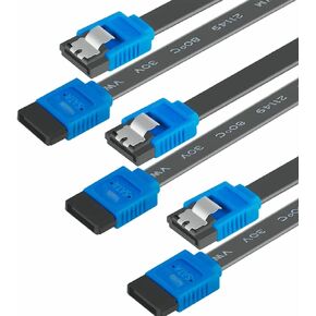 كابل SATA III، 3 حزم كابل SATA III 6 جيجابت في الثانية كابل بيانات HDD SDD مستقيم مع مزلاج قفل 18 بوصة متوافق مع SATA HDD وSSD ومحرك الأقراص المضغوطة وكاتب الأقراص المضغوطة - أسود in Kuwait