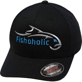 قبعة صيد البيسبول Fishholic - ملائمة مرنة - شعار مطرز، شبه جاهزة، مقاسات S/M وL/XL - هدية لعشاق الصيد in Kuwait