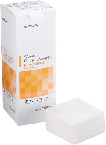 إسفنجة شاش للأداء من McKesson 44122000 Medi-Pak، 12 طبقة، عرض 4 بوصات، طول 4 بوصات، عرض 4 بوصات، طول 4 بوصات (عبوة من 2000) in Kuwait