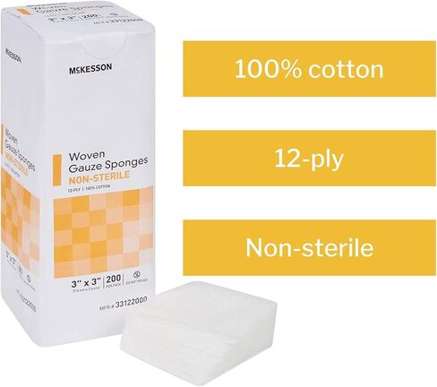 إسفنجة شاش للأداء من McKesson 44122000 Medi-Pak، 12 طبقة، عرض 4 بوصات، طول 4 بوصات، عرض 4 بوصات، طول 4 بوصات (عبوة من 2000) in Kuwait