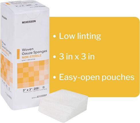 إسفنجة شاش للأداء من McKesson 44122000 Medi-Pak، 12 طبقة، عرض 4 بوصات، طول 4 بوصات، عرض 4 بوصات، طول 4 بوصات (عبوة من 2000) in Kuwait