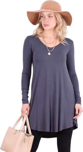 Popana Womens Long Sleeve Tunic Tops to Wear With Leggings Loose Fit Plus Size Dressy Casual in Saudi Arabia