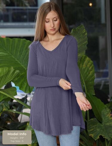 Popana Womens Long Sleeve Tunic Tops to Wear With Leggings Loose Fit Plus Size Dressy Casual in Saudi Arabia