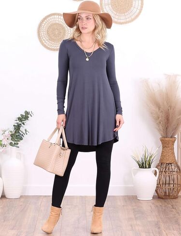 Popana Womens Long Sleeve Tunic Tops to Wear With Leggings Loose Fit Plus Size Dressy Casual in Saudi Arabia