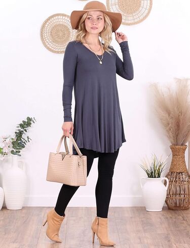 Popana Womens Long Sleeve Tunic Tops to Wear With Leggings Loose Fit Plus Size Dressy Casual in Saudi Arabia