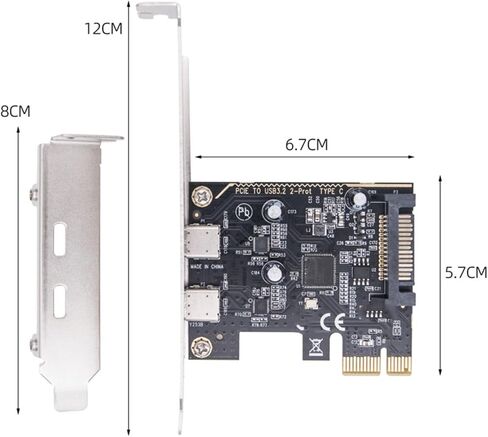PCIe USB 3.2 GEN1 Card to 2 Port Type C ASM1042 Chip Expansion 5Gbps USB PCIe PC Internal Adapter Type Front Panel Adapter in Saudi Arabia