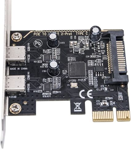 PCIe USB 3.2 GEN1 Card to 2 Port Type C ASM1042 Chip Expansion 5Gbps USB PCIe PC Internal Adapter Type Front Panel Adapter in Saudi Arabia
