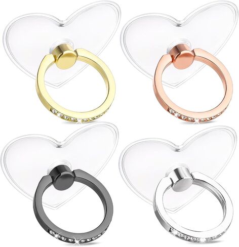 Cell Phone Ring Holder, Phone Case Ring, Heart Bling Diamond Cellphone Rings Holder Grip with Rhinestone Finger Grip 360° Rotation Compatible with Smartphones Case in Saudi Arabia