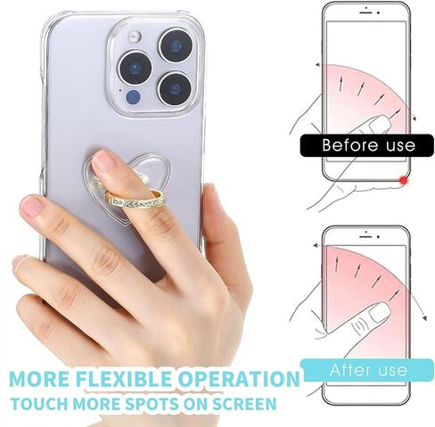 Cell Phone Ring Holder, Phone Case Ring, Heart Bling Diamond Cellphone Rings Holder Grip with Rhinestone Finger Grip 360° Rotation Compatible with Smartphones Case in Saudi Arabia
