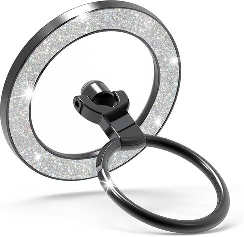 for MagSafe Phone Grip Stand, Magnetic Phone Ring Holder for MagSafe, Magnetic Ring Holder for iPhone. (Glitter Silver) in Saudi Arabia