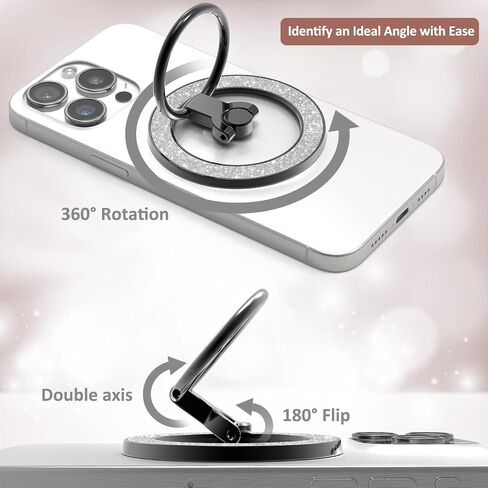 for MagSafe Phone Grip Stand, Magnetic Phone Ring Holder for MagSafe, Magnetic Ring Holder for iPhone. (Glitter Silver) in Saudi Arabia