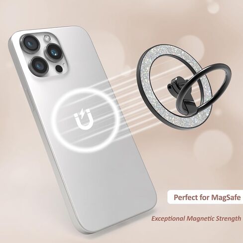 for MagSafe Phone Grip Stand, Magnetic Phone Ring Holder for MagSafe, Magnetic Ring Holder for iPhone. (Glitter Silver) in Saudi Arabia