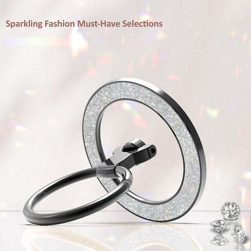 for MagSafe Phone Grip Stand, Magnetic Phone Ring Holder for MagSafe, Magnetic Ring Holder for iPhone. (Glitter Silver) in Saudi Arabia