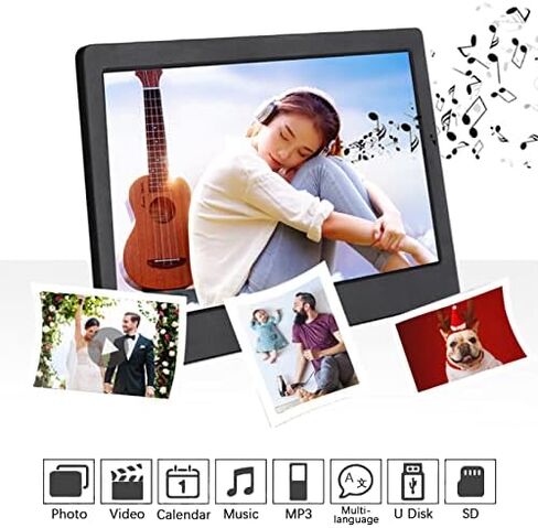 15-inch Digital Photo Frame with LED HD Screen, Remote Control, Calendar, Alarm Clock, Music and Video Playback Functions. in Saudi Arabia