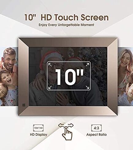 إطار صور رقمي WiFi، شاشة لمس IPS مقاس 10 بوصات، شاشة HD، تخزين 16 جيجابايت، حامل مغناطيسي، مستشعر حركة، دوران تلقائي، وإمكانيات مشاركة الصور والفيديو. in Saudi Arabia
