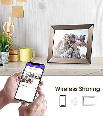 إطار صور رقمي WiFi، شاشة لمس IPS مقاس 10 بوصات، شاشة HD، تخزين 16 جيجابايت، حامل مغناطيسي، مستشعر حركة، دوران تلقائي، وإمكانيات مشاركة الصور والفيديو. in Saudi Arabia