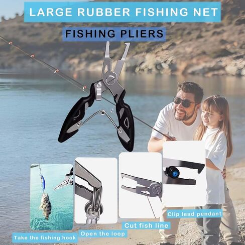 Heavy Duty Landing Net. Extendable Aluminum Telescoping Fishing Net with Fishing Pliers.Extends to 70-102 in & Net Depth 37in in Saudi Arabia