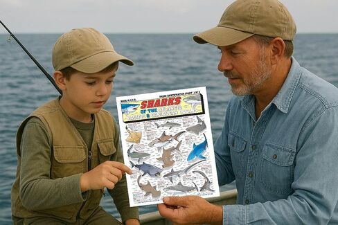 Sharks Identification Set (Atlantic, Pacific, and Caribbean Oceans) - Waterproof Quick Reference Guide | Portable & Built to Last | Double-Sided & Easy to Read | (Size, Weight, Depth, Location) in Saudi Arabia