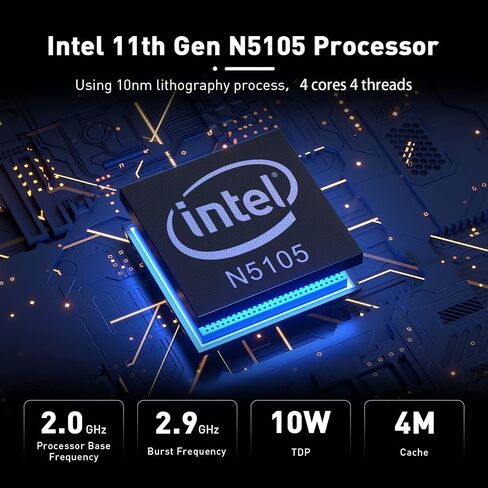 كمبيوتر Beelink Mini - الجيل 112 Intel N5105 (يصل إلى 2.9 جيجا هرتز)، 16 جيجا DDR4، 500 جيجا SSD، 4K ثلاث شاشات عرض، WiFi 5، BT 4.0، شبكة LAN مزدوجة 1000 ميجا بت في الثانية - كمبيوتر مكتبي صغير منخفض الطاقة in Kuwait