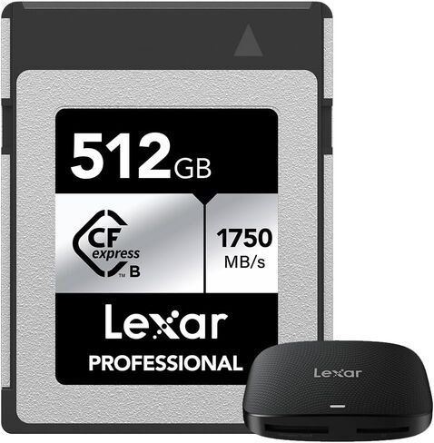 Lexar LCXEXSL512G-RNENG CFexpress Type B Silver Series Memory Card 512GB Bundle with Lexar CFexpress Type B/SD USB 3.2 Gen 2 Card Reader in Saudi Arabia