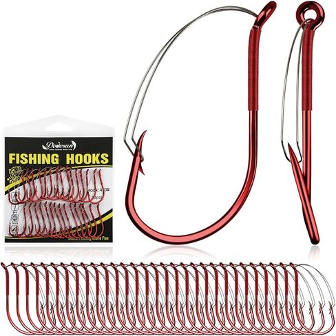 Dovesun 30/20PCS Weedless Hooks Weedless Circle & Octopus Hooks for Catfish Bass Fishing Weedless Fishing Hooks for Saltwater Freshwater Catfish Hooks Size 1# 2/0 4/0 6/0 8/0 in Saudi Arabia