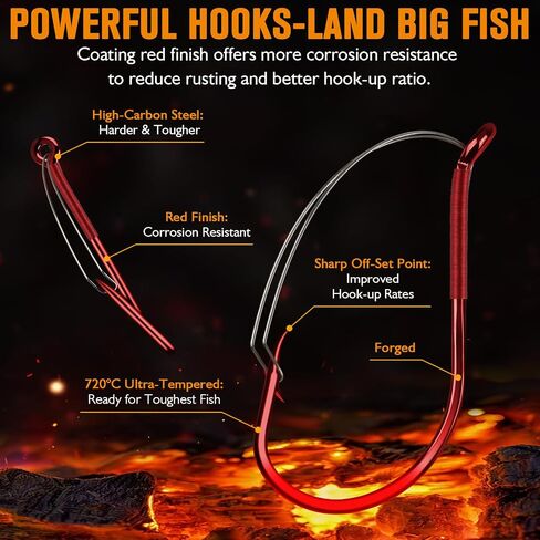 Dovesun 30/20PCS Weedless Hooks Weedless Circle & Octopus Hooks for Catfish Bass Fishing Weedless Fishing Hooks for Saltwater Freshwater Catfish Hooks Size 1# 2/0 4/0 6/0 8/0 in Saudi Arabia