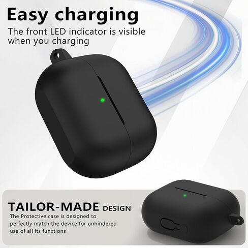 حافظة Ljusmicker من السيليكون الناعم لهاتف Samsung Galaxy Buds3 FE (2025) / Buds 3 Pro (2024) / Buds 3 (2024) مع مجموعة تنظيف، ملحقات Galaxy Buds مع سلسلة مفاتيح للنساء والرجال - أسود in Kuwait