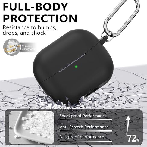 حافظة Ljusmicker من السيليكون الناعم لهاتف Samsung Galaxy Buds3 FE (2025) / Buds 3 Pro (2024) / Buds 3 (2024) مع مجموعة تنظيف، ملحقات Galaxy Buds مع سلسلة مفاتيح للنساء والرجال - أسود in Kuwait
