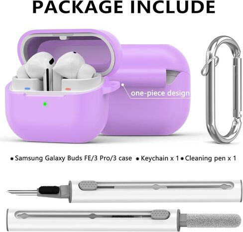 حافظة Ljusmicker من السيليكون الناعم لهاتف Samsung Galaxy Buds3 FE (2025) / Buds 3 Pro (2024) / Buds 3 (2024) مع مجموعة تنظيف، ملحقات Galaxy Buds مع سلسلة مفاتيح للنساء والرجال - أسود in Kuwait