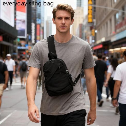 5L Crossbody Sling Bag for Men Women - Lightweight One Strap Backpack Fit 10 Inch Tablet for Hiking Travel Daily Use (Black) in Saudi Arabia