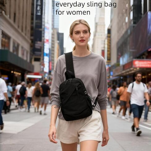 5L Crossbody Sling Bag for Men Women - Lightweight One Strap Backpack Fit 10 Inch Tablet for Hiking Travel Daily Use (Black) in Saudi Arabia